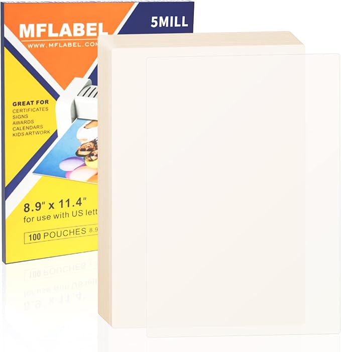 MFLABEL Thermal Laminating Pouches, 8.9 x 11.4-Inches Clear Thermal Laminating Plastic Paper Laminator Sheets for Photos Files Drawings for Use with Thermal Laminators 3 mil 3000-Pack