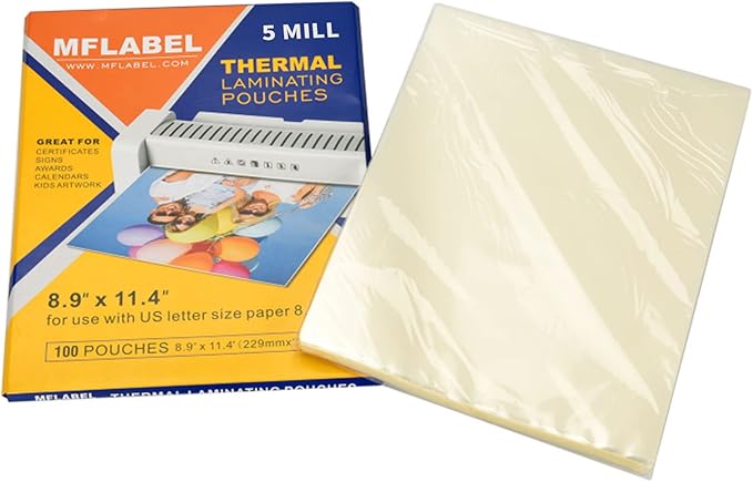 MFLABEL Thermal Laminating Pouches, 8.9 x 11.4-Inches Clear Thermal Laminating Plastic Paper Laminator Sheets for Photos Files Drawings for Use with Thermal Laminators 5 mil 2000-Pack