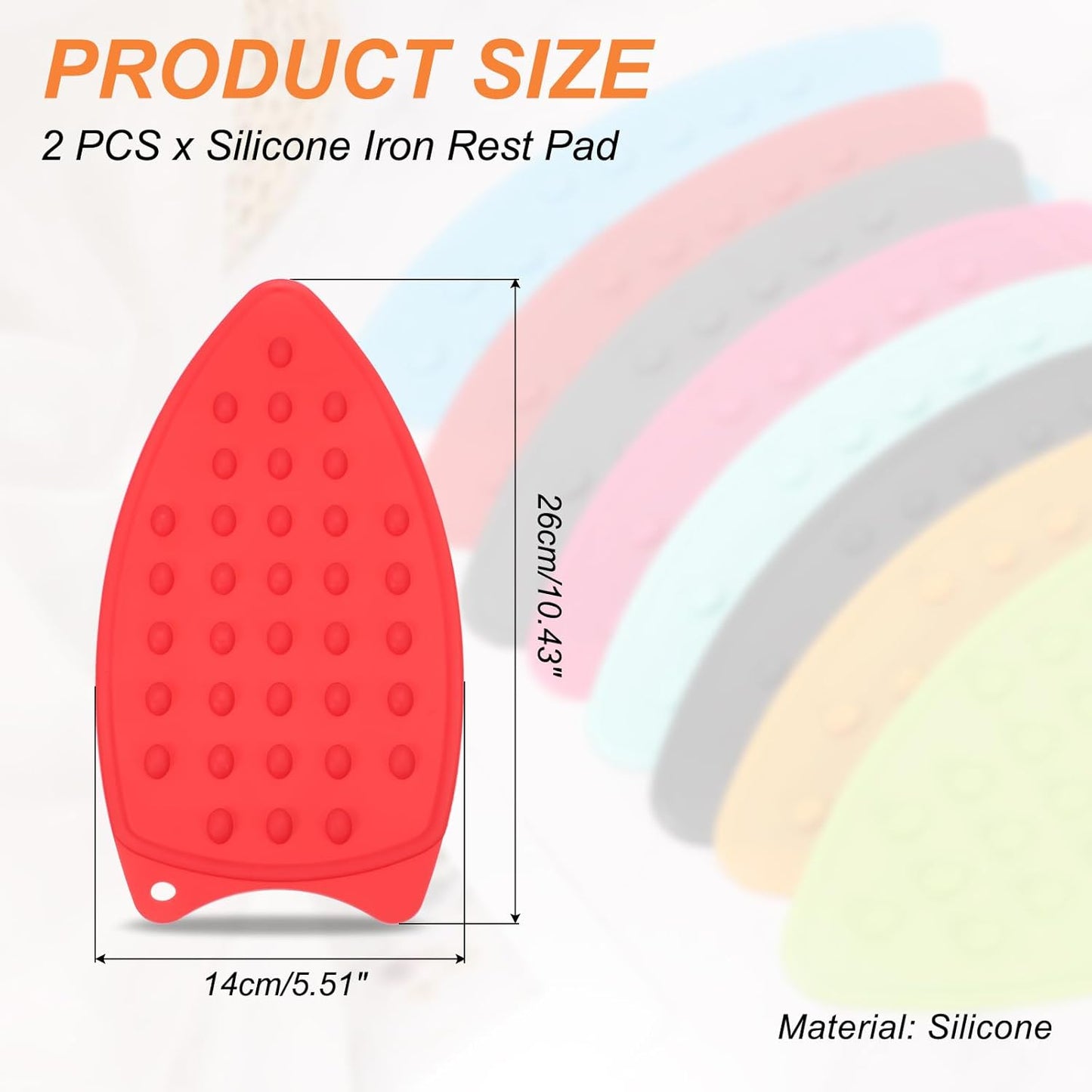 PATIKIL Silicone Iron Rest Pad, 2 Pcs Multipurpose Hot Heat Resistant Iron Rest Plate Protective Pad for Ironing Board Hot Resistant Steamer Steam Compact Mat, Red