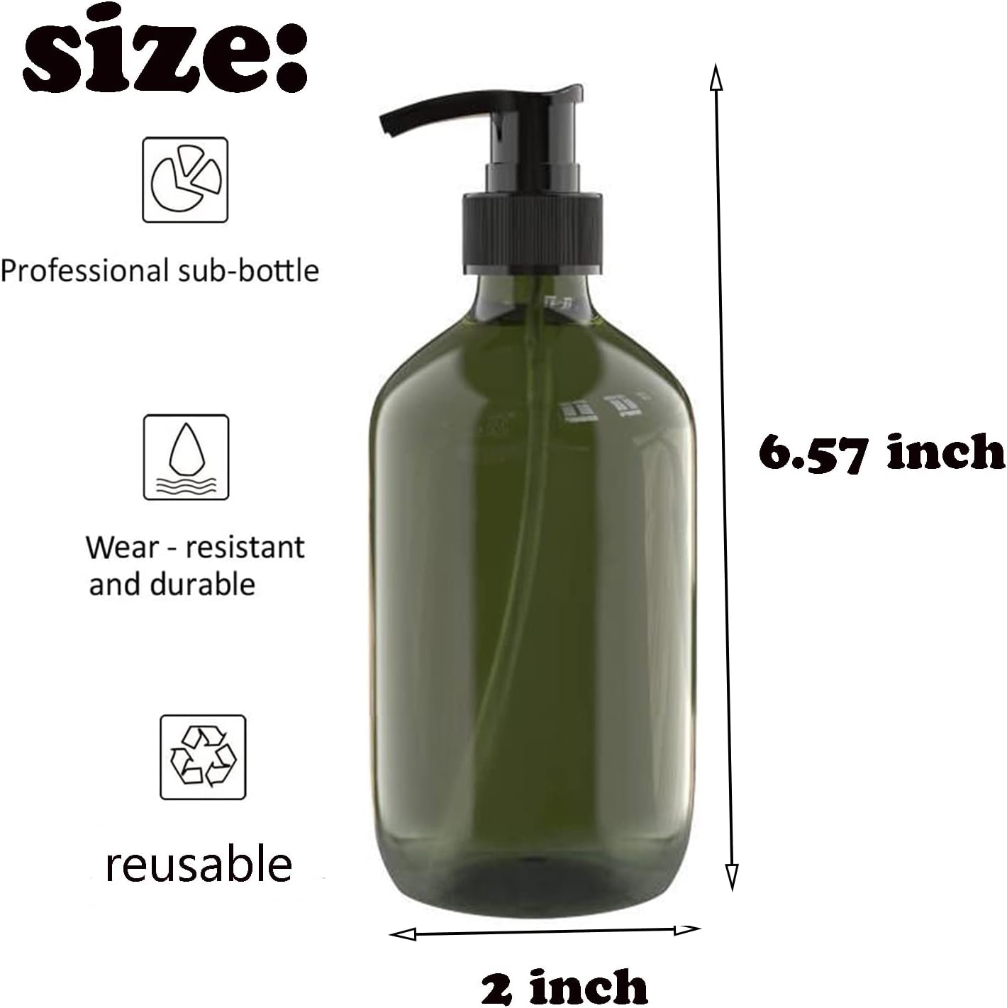 6 PCS 10 OZ Pump Bottle Plastic Pump Lotion Dispenser Empty Bottles Refillable Plastic Containers for Shampoo Lotion Body Wash, Creams, Moisturizer, Massage Oil, Multicolor