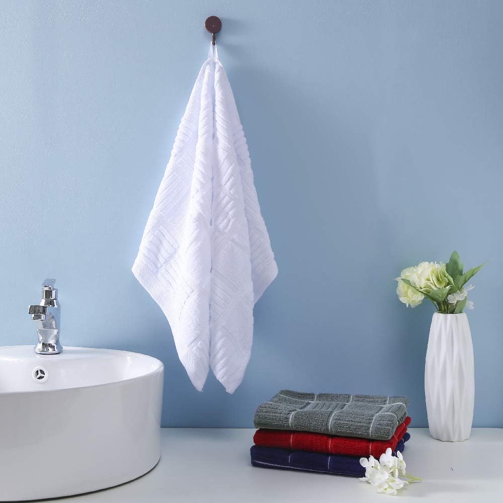 Anyi 100% Cotton Kitchen Towels, Absorbent Dish Towels with Hanging Loop, Soft Kitchen Hand Towels for Washing Drying Dishes(16x26, Set of 3, Redwhite)