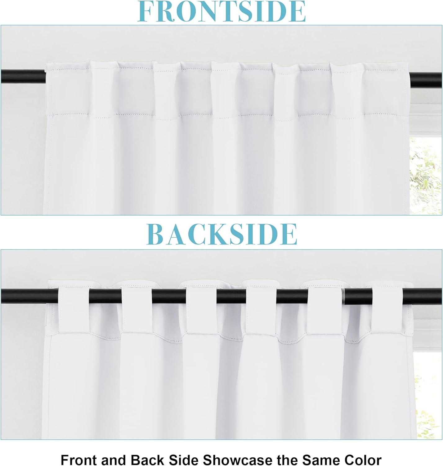 RYB HOME Blackout Curtains 80 inches Long Thermal Insulating Large Window Curtains for Living Room Sliding Glass Door Dining Home Office Backdrop, Pure White, W 42 x L 80 per Panel, 2 Panels