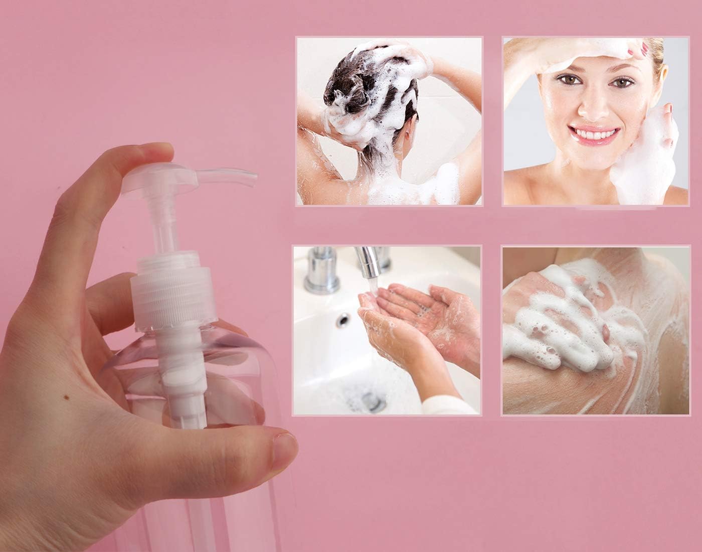 Yebeauty 16 Pack 10oz/300ml Pump Bottle Shampoo Pump Dispenser, Shampoo Bottles with Pump Clear Empty Plastic Refillable Shower Bottle Dispenser Containers with Travel Lock for Soap Cream Lotion Gel