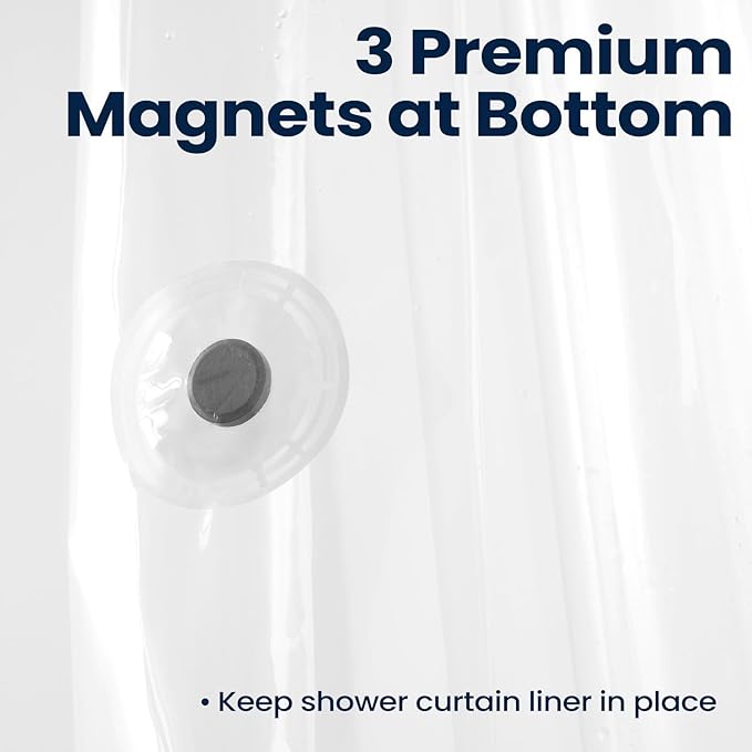 downluxe White Shower Curtain Liner, EVA Soft Plastic Shower Liner with 3 Magnets, 72" x 72" Waterproof Bathroom Curtain