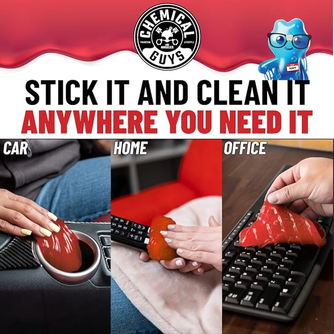 Chemical Guys Sticky Icky Car Cleaning Gel, Green Apple & Sweet Strawberry Scent - Detailing Kit, Car Dust Crevice Cleaner, Slime Auto Air Vent, Cleaning Putty for Keyboard Cleaner (4 Pack) - CJK1004