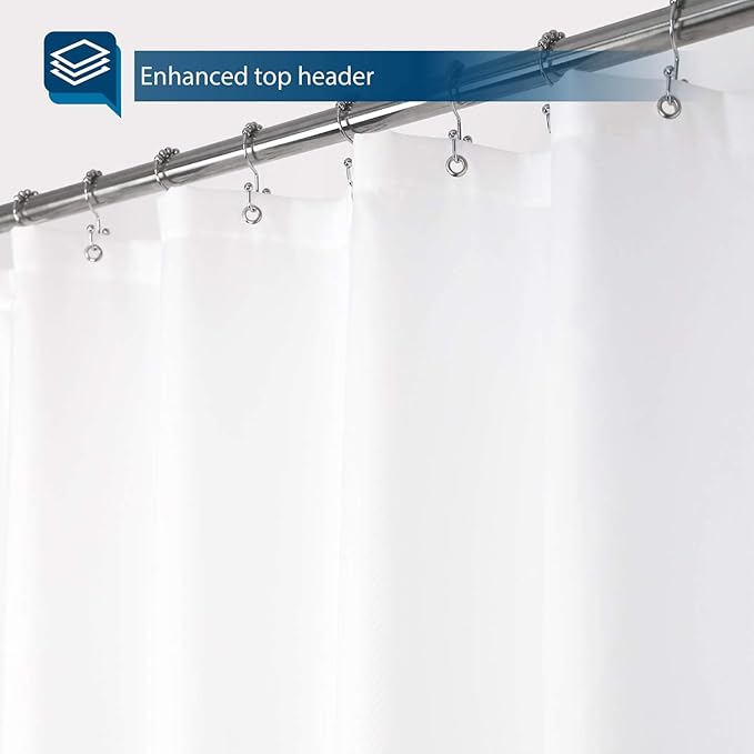 Barossa Design Waterproof Fabric Stall Shower Curtain Liner Microfiber 32" W x 72" H - Hotel Quality, Machine Washable, White Shower Liner for Narrow Bathroom, 32x72