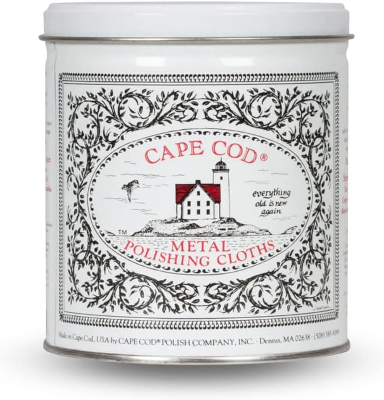 Cape Cod Polishing Metal Tin Bundle for Fine Metals | (12) 4X6 Polishing Cloths | (1) 12x12 Buffing Cloth | (1) Pair of Nitrile Gloves