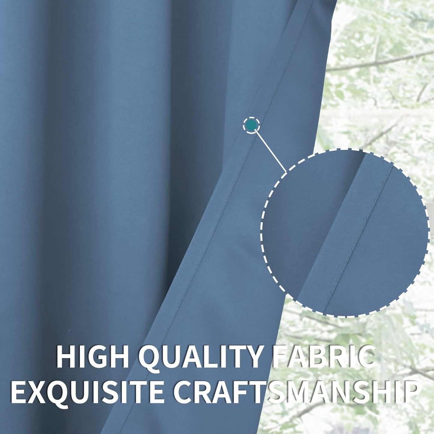 BGment Denim Blue Blackout Curtains 36 Inches Long for Kitchen Cafe Window - Short Length Thermal Insulated Drapes Darkening for Bathroom RV Window Privacy, 42 x 36 Inch, 2 Panels