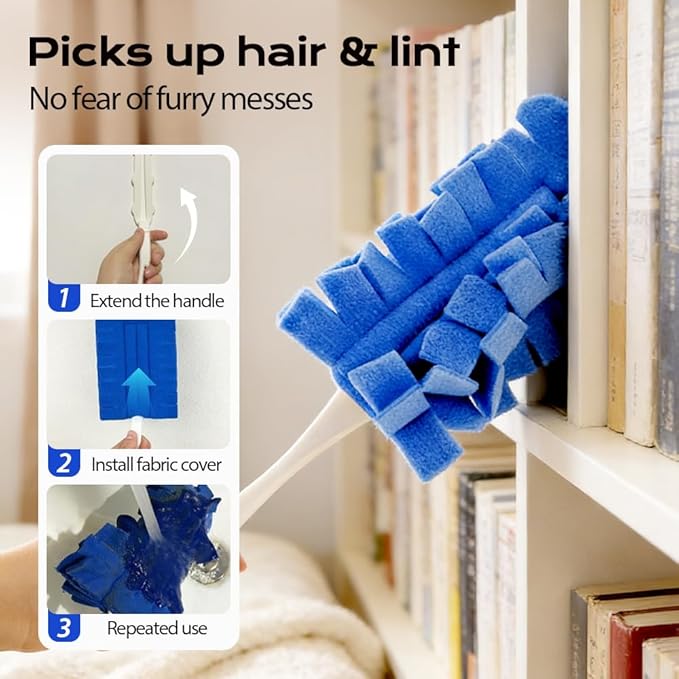 360° Electrostatic Duster Refills, 2026 New Washable & Reusable Microfiber Pads Fleece Duster Refill Compatible Tools for Cleaning Home, Blinds, Car, Pet, Furniture, Fans (Yellow)