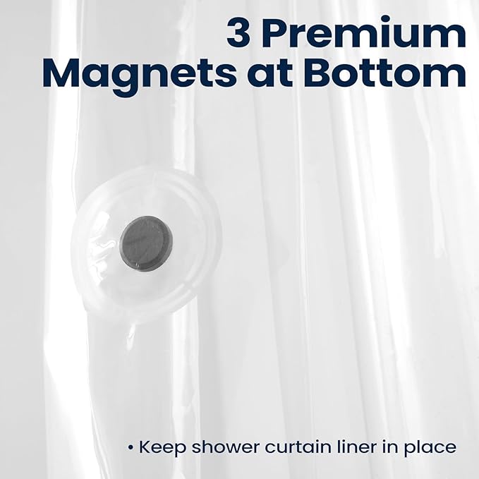 downluxe Clear Shower Curtain Liner, 12G EVA Extra Heavy Plastic Shower Liner with 3 Magnets, 72" x 72" Waterproof Bathroom Curtain