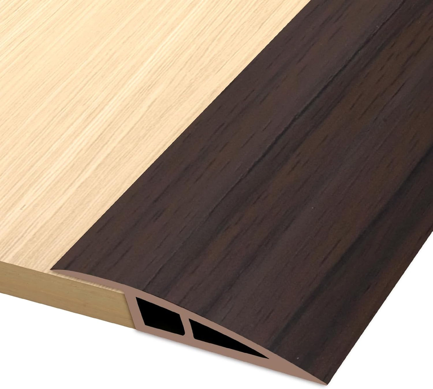 Vinyl Door Threshold Flooring Transition Strip Self Adhesive Carpet Edging Strip for Laminate Doorway Edge Threshold from 1/5" to 2/5" (Brown Wood Grain, 10 Ft)