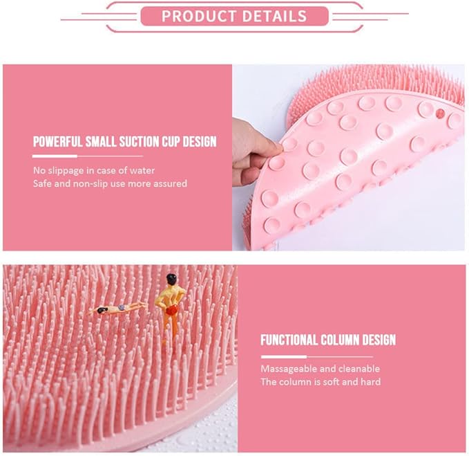 Silicone Shower Foot Scrubber Mat, Upgraded Wall Mounted Slip Suction Cups Foot Scrubber Cleaner, 2025 New Foot Back Cleaning Pad Back Washer Back Exfoliating Bath Wash Pad (Blue)