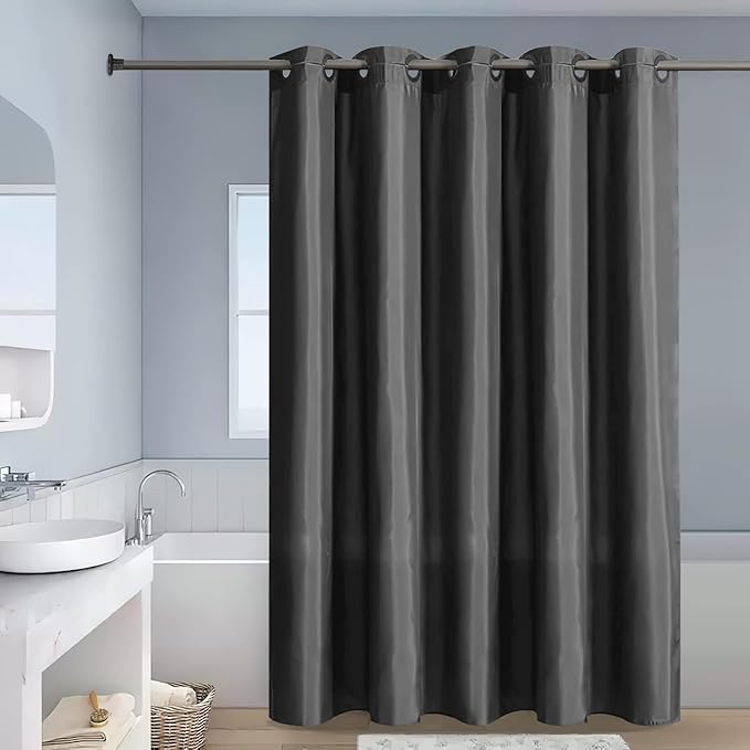 Dark Grey Shower Curtain No Hooks Needed,Polyester Fabric Long Shower Curtain Liner 78 Length with 10 Plastic Split Grommets,Machine Washable & Waterproof Bathroom Curtains for Hotel,78x78 Inch