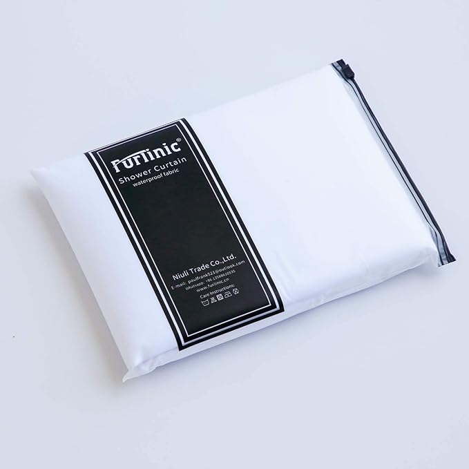 Furlinic Extra Wide No Hook Black Shower Curtain 108x72 Inch,Polyester Fabric Waterproof Shower Curtain Liner with 14 Plastic Split Grommets,Washable Shower Curtains for Bathroom Hotel Spa Luxury