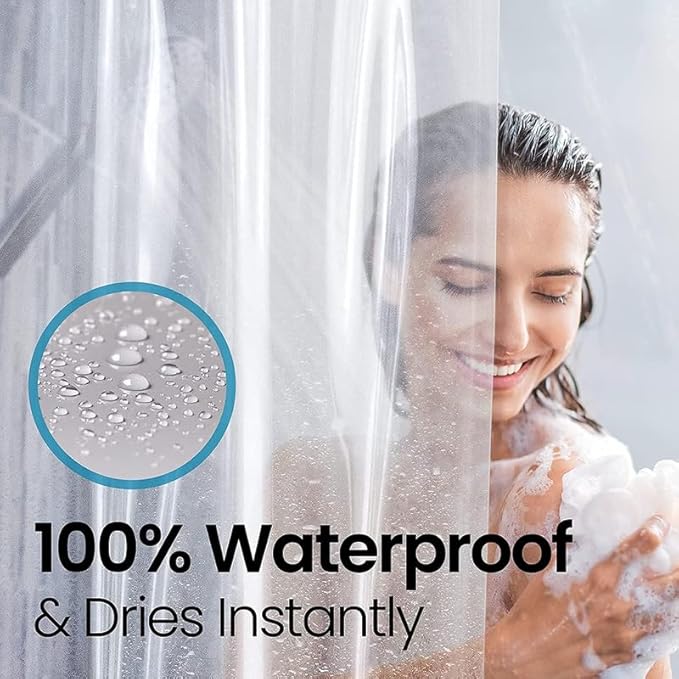 LiBa Waterproof Plastic Shower Curtain - Bathroom Shower Curtain Premium PEVA Non-Toxic with Rust Proof Grommets White 8G Heavy Duty Bathroom Accessories 72x72 - White