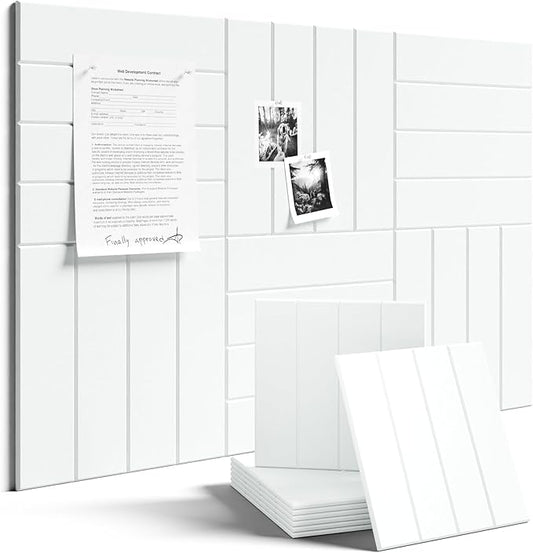 Large Felt Bulletin Board 36"x24" Cork Board Alternative - 6 Pack with 40 Safe Removable Adhesive Tabs, Cork Boards for Walls Cork Board for Home Office Classroom Pin Board-Cold White