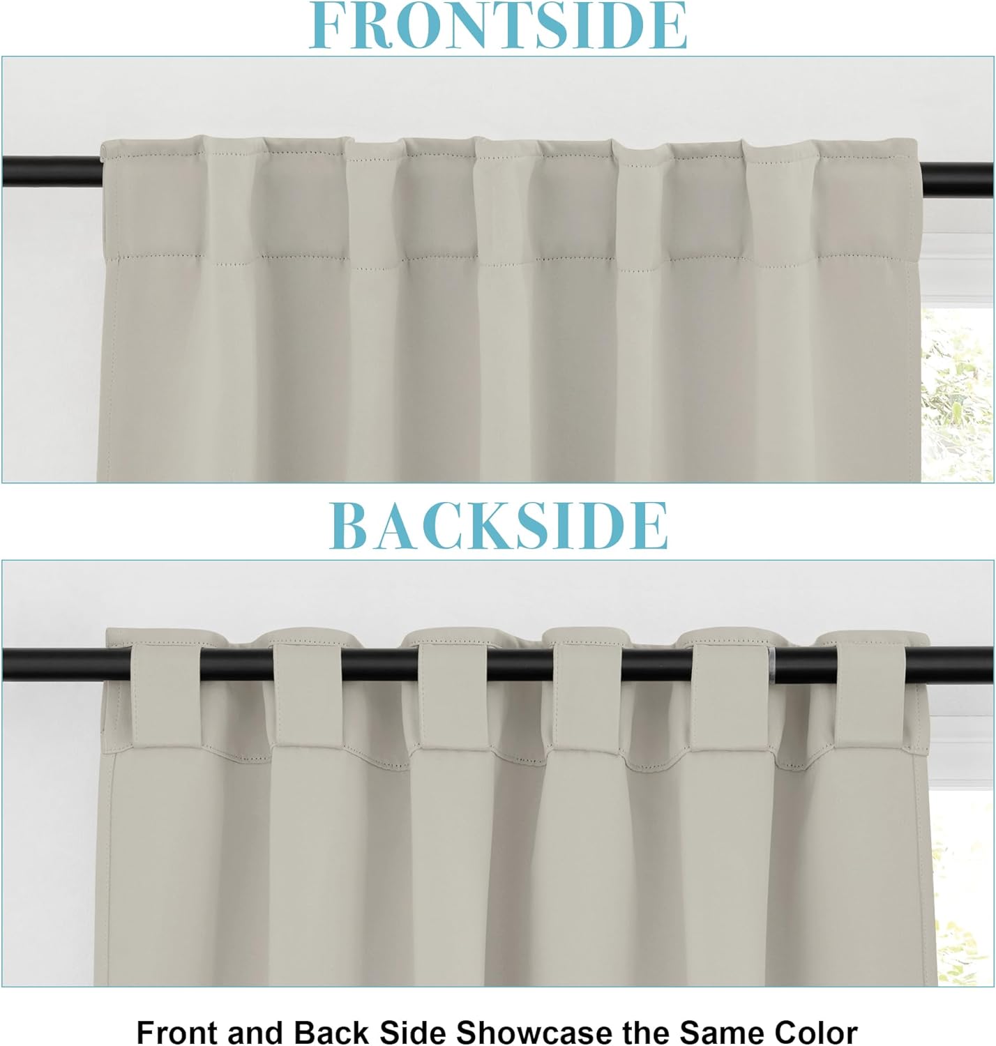 RYB HOME Blackout Curtains for Bedroom, Window Shades Thermal Insulating Privacy Drapes for Living Room Classroom Kitchen Bathroom Dining, Wide 42 x Long 45 inch, Natural 2 Panels