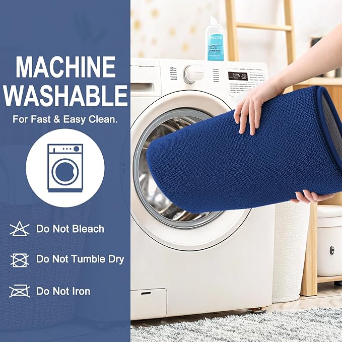 OLANLY Toilet Rugs U-Shaped 24x20, Extra Soft Absorbent Thick Memory Foam Contour Bathroom Rugs, Dry Quickly, Machine Washable, Non-Slip Toilet Bath Mat, Home Decor Accessories, Navy