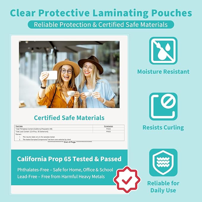 Binditek Laminating Sheets 5 Mil, Universal Fit for All Thermal Laminators, 100 Pack Thermal Laminating Pouches, Letter Size 8.5 x 11 in, Clear Glossy