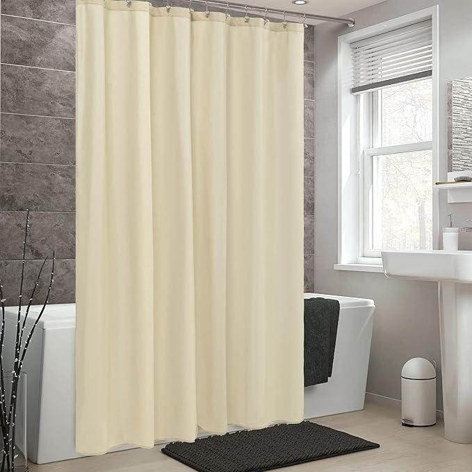 ALYVIA SPRING Stall Fabric Shower Curtain Liner Waterproof - Soft & Lightweight Small Shower Curtain with Magnets for Narrow Stall Size, Machine Washable - 36x72, Cream
