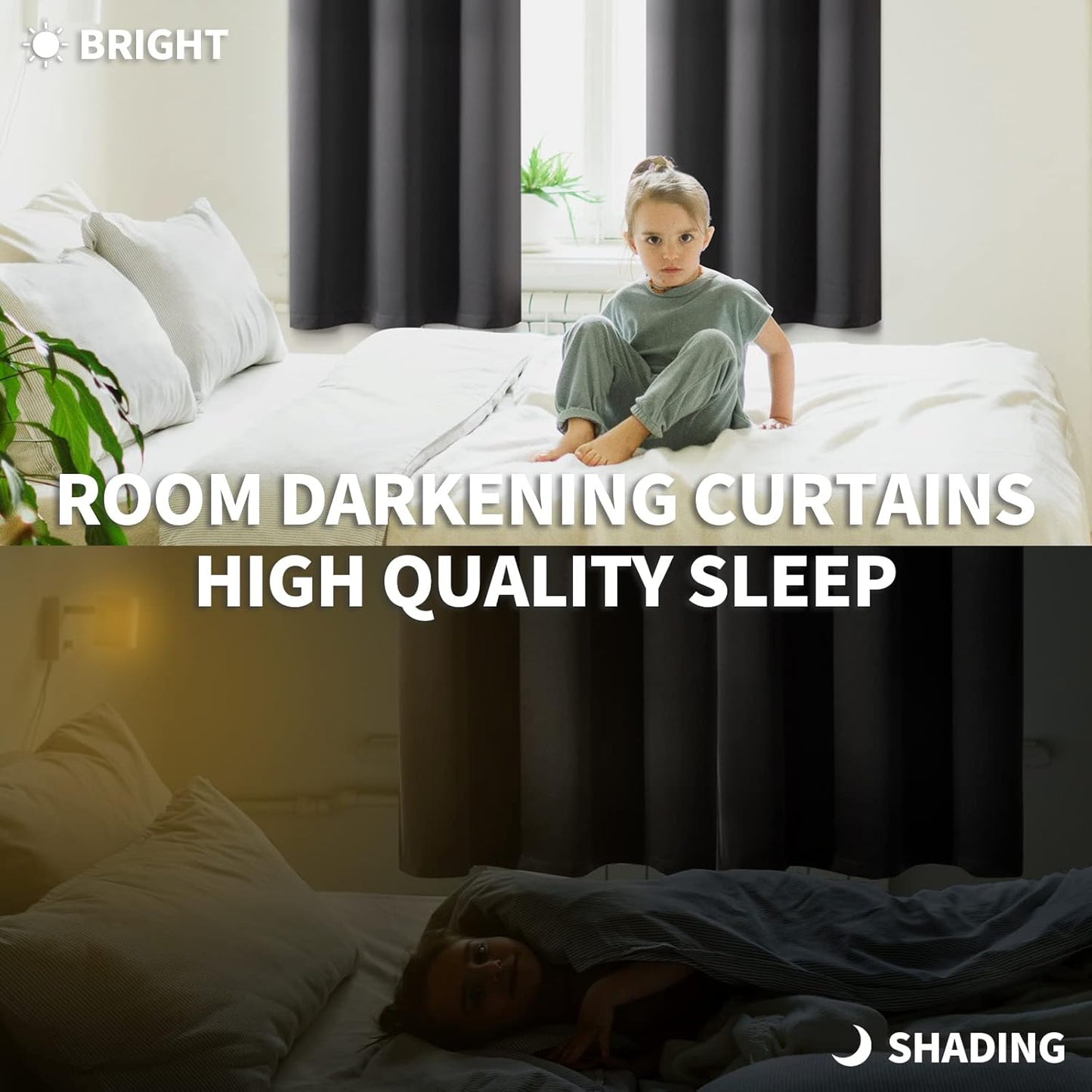 BGment Pocket Bedroom Curtains 63 Inch Long Dark Grey, Room Darkening Thermal Insulated Blackout Drapes for Living Room Privacy Light Blocking Blinds, 52 x 63 Inch, 2 Panels