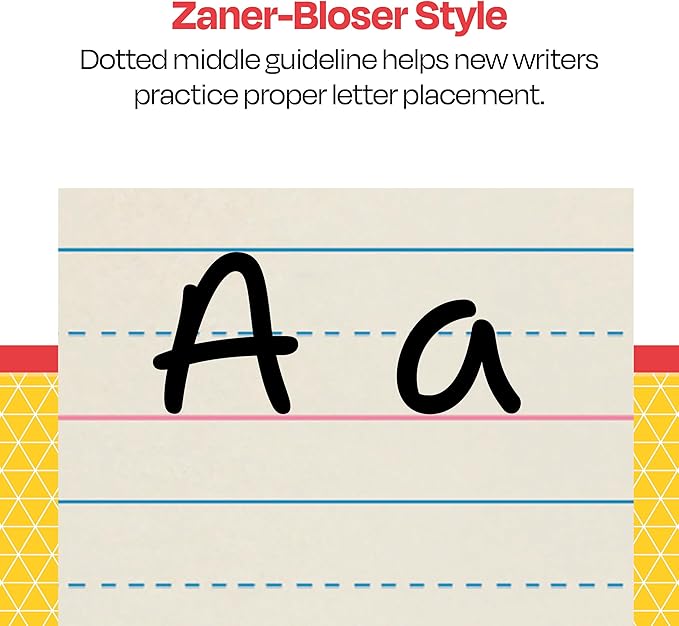 School Smart Zaner-Bloser Writing Paper, Handwriting Practice Lined Paper, Grade 2 Learning, 3/4 Inch Rule, 10-1/2 x 8 Inches, 500 Sheets