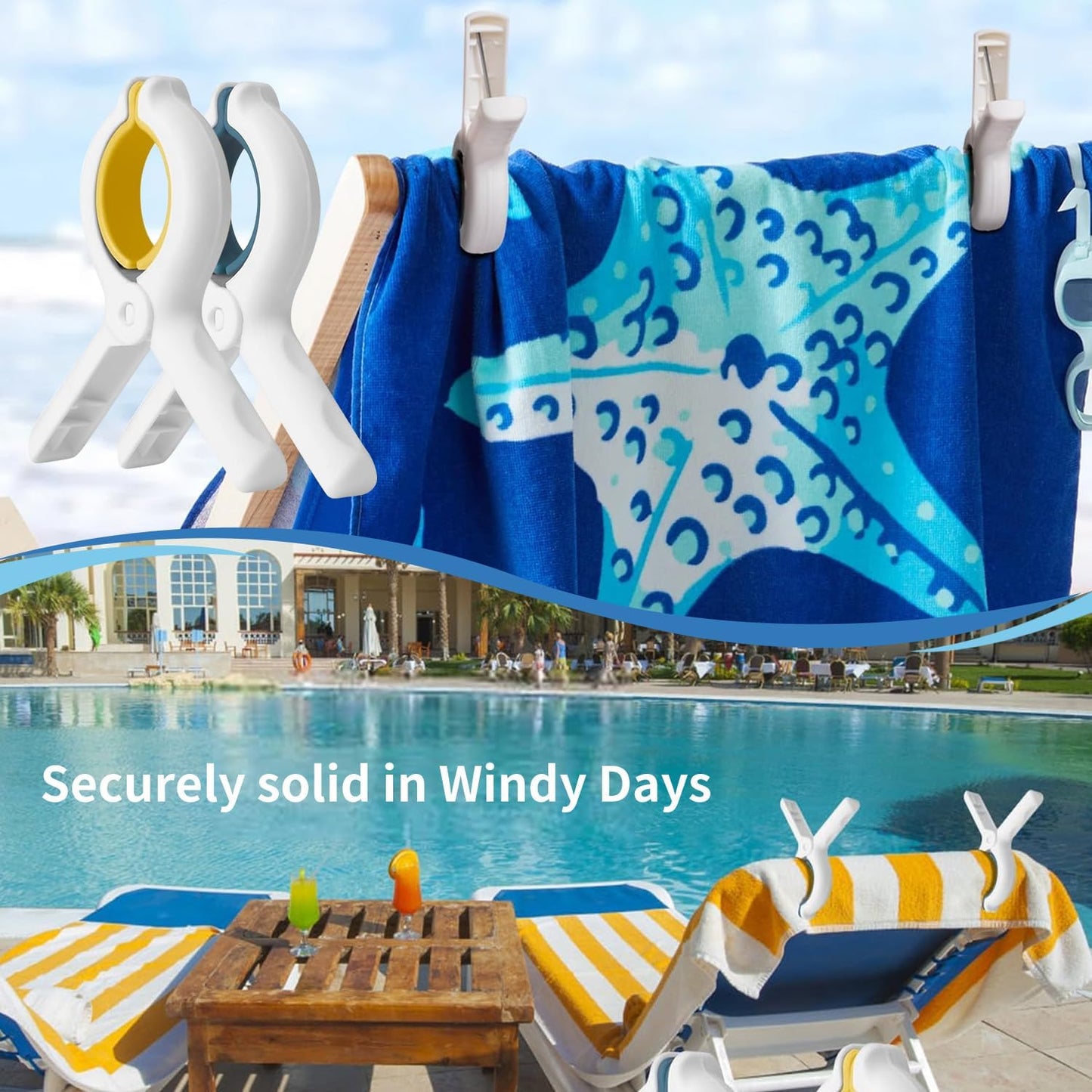 Extra LargeTowel Clips for Beach Chairs 12 Pack,3.7 Inch Beach Towel Clips,Towel Clips Strong gripping Power Suitable for Family Vacation and Poolside Leisure