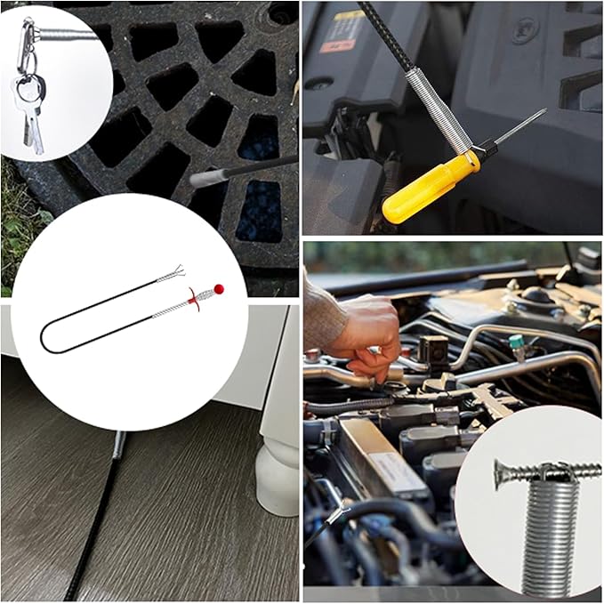 61 Inch Drain Snake Hair Drain Clog Remover With 4 Claws Bendable Hose Pickup Reaching Assist Tool for Home and Kitchen Sink