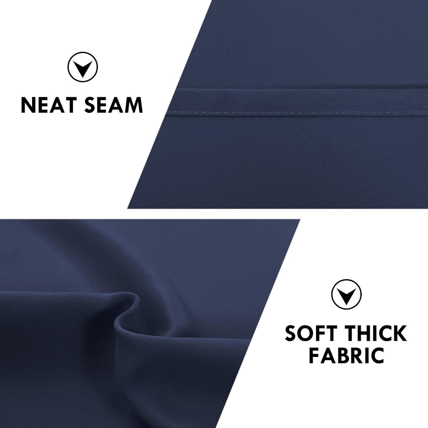 DWCN Navy Room Darkening Blackout Curtains - Thermal Insulated Privacy Energy Saving Window Curtain Drapes 52 x 45 inch Length, Set of 2 Bedroom Living Room Curtains