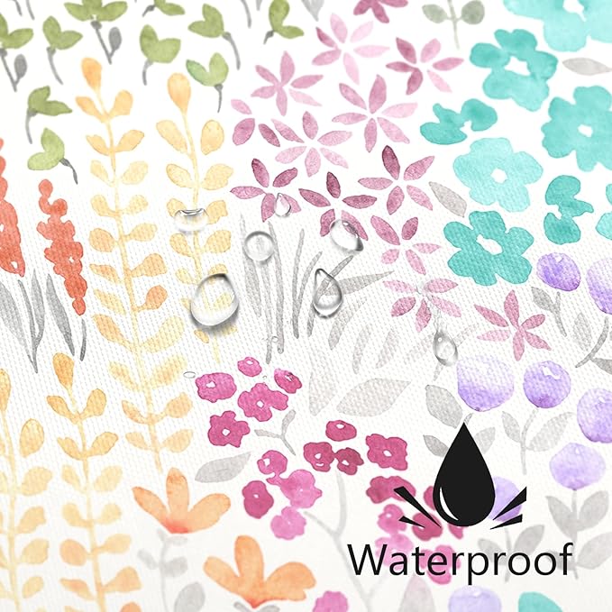 Extra Long Shower Curtain 72 x 96 Inch, Floor to Ceiling X-Long Tall Turquoise Cute Floral Shower Curtain for Bathroom, Teal Blue Wildflower Cottagecore Fabric Shower Curtain Set with Hooks