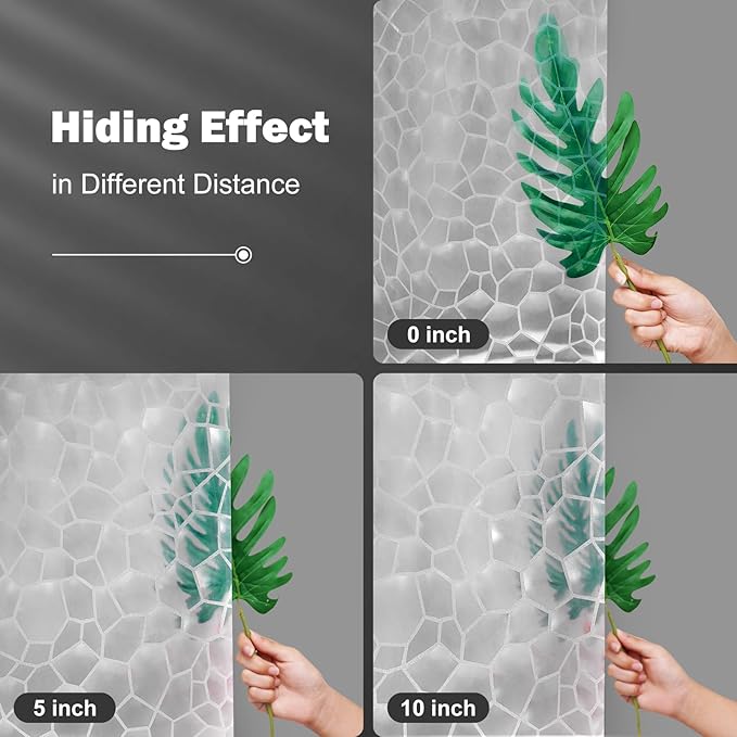 UFRIDAY Stall Shower Curtain Liner 48 x72 inches, Clear EVA Narrow Size 3D Cube Shower Liner with 2 Bottom Magnets, Water Resistant for Bathtubs, Semi Transparent