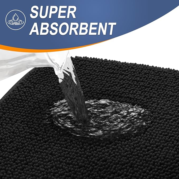 OLANLY Toilet Rugs U-Shaped 24x20, Extra Soft Absorbent Thick Memory Foam Contour Bathroom Rugs, Dry Quickly, Machine Washable, Non-Slip Toilet Bath Mat, Home Decor Accessories, Black