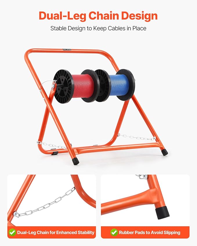 VEVOR Cable Caddy, Heavy Duty Steel Frame, Spool Holder for Electrical Wires, Portable Wire Dispenser for Up to 20 in Diameter Spools, 100 lbs Capacity for Cable Reels, Electrical Industrial Retail