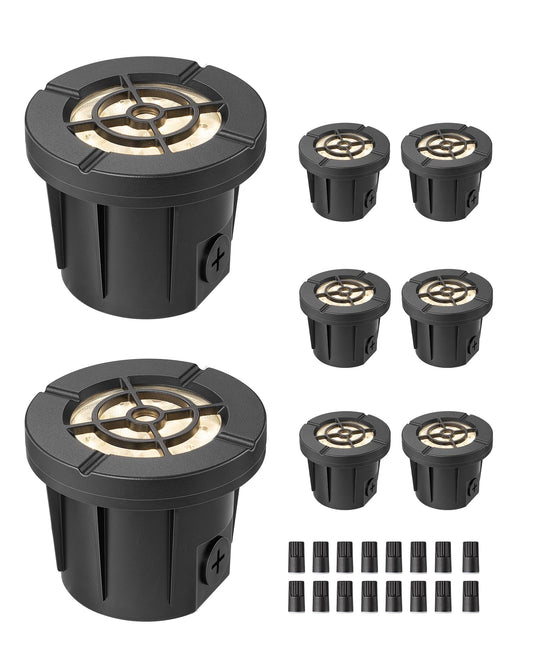 EDISHINE 4 Inch Low Voltage Landscape Lighting, 8W 500LM, IP67, Aluminum, Black, Model HGSL51A, 8 Pack