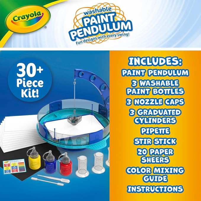 Crayola Paint Pendulum (30pcs), Washable Paint Kit, Kids Arts & Crafts, Art Toys for Girls & Boys, Gift for Kids, Ages 7+