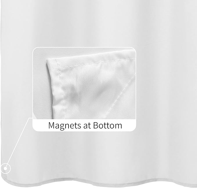 ALYVIA SPRING Extra Long Fabric Shower Curtain Liner Waterproof - 72" x 84", Soft & Lightweight XL Shower Curtain with Magnets, Machine Washable - 72x84, White