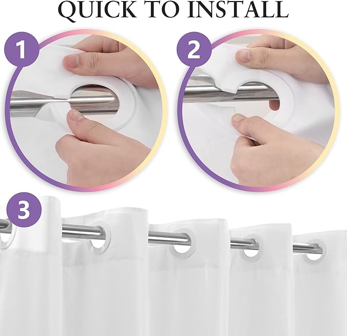 Extra Long No Hook Shower Curtain or Liner Soft Microfiber - Fabric Shower Curtain Liner Set, Machine Washable & Water Repellent, White, 71x98