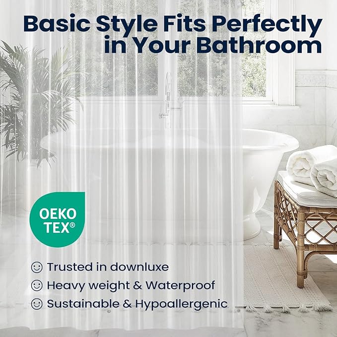 downluxe Set of 3 Clear Shower Curtain Liner, PEVA Heavy Duty Plastic Shower Liner with 3 Magnets, 72" x 72" Waterproof Bathroom Curtain