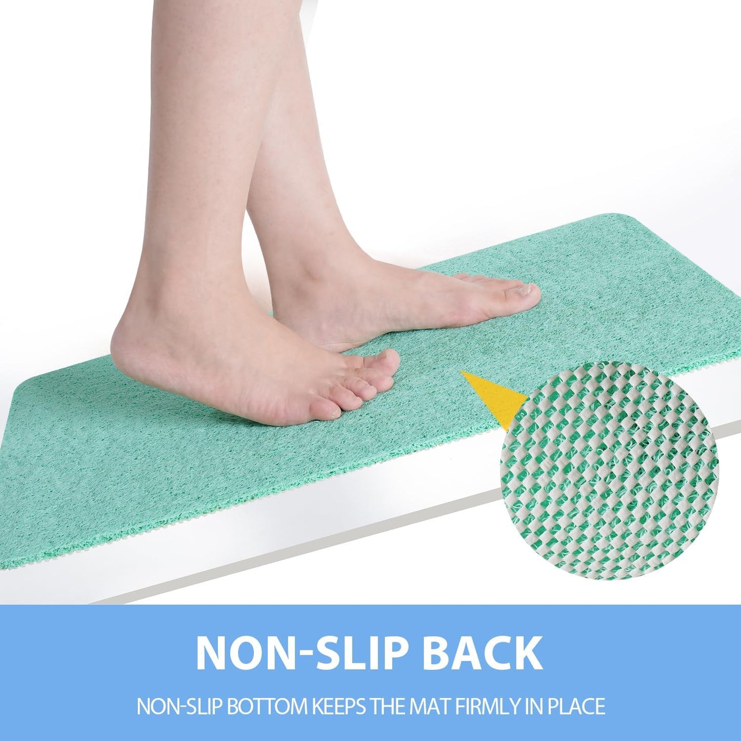 Non-Slip Bathtub Mat, Anti Slip Shower Mat, Fast Drying Bathtub Mats, Foot Scrubber Mat, Anti Slip Mat for Tub, Floor, Bathroom, Kitchen, Home, Hotel (Light Green 40"×28")