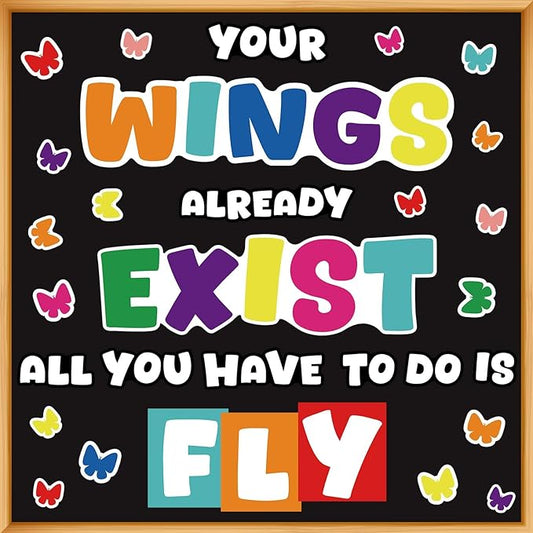 gisgfim Classroom Bulletin Board Decoration Set Wall Door Decor Colorful Classroom Decorations for Kindergarten Preschool Elementary Middle School(Your Wings Already Exist)