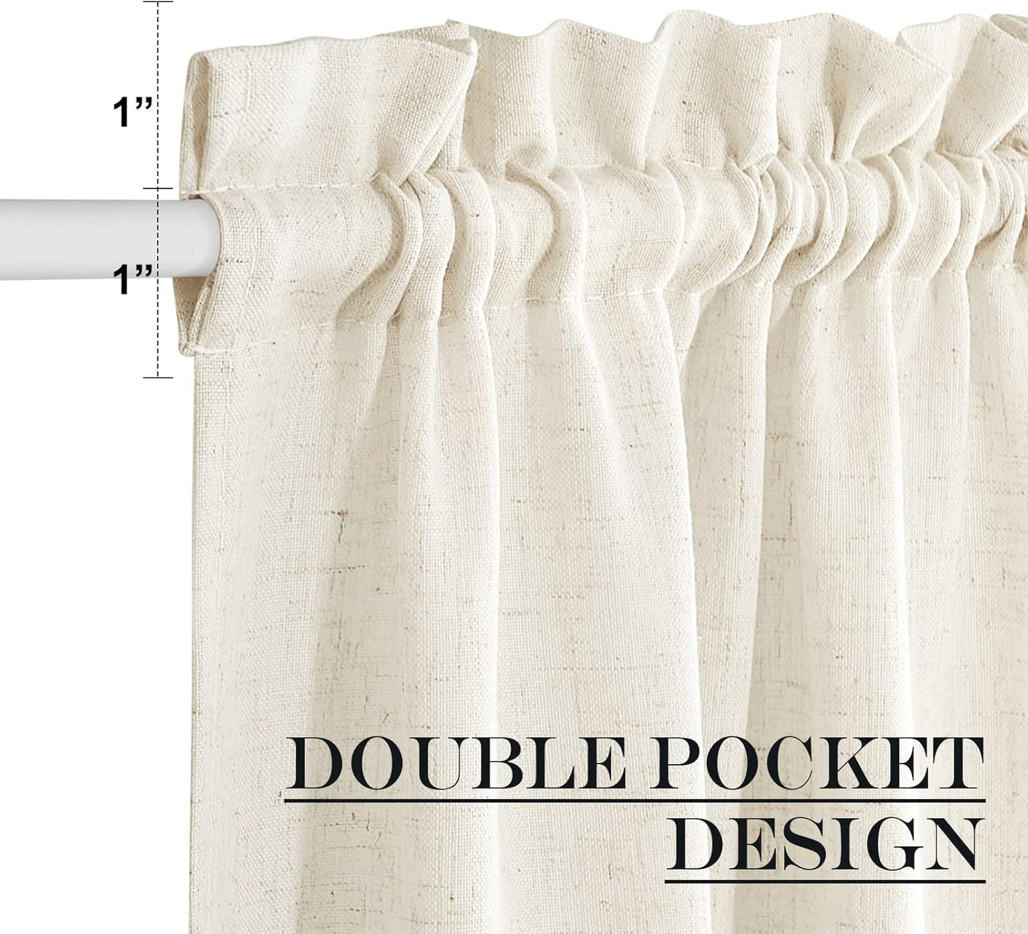 NICETOWN Natural Linen French Door Curtains Privacy Light Reducing Curtain for Glass Thermal Insulated Door Shade for Kitchen Classroom, 52 x 72 inches, 1 Panel