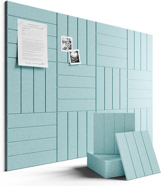 Large Felt Bulletin Board 48" x 36" Cork Board Alternative-12 Pack with 70 Safe Removable Adhesive Tabs, Cork Boards for Walls Cork Board for Home Office Classroom Pin Board-Teal Blue