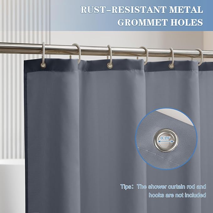 Nasitos Shower Curtain Liners 4 Pack - W36 x H72 - Washable & Water Resistant Fabric Bath Shower Liners for Narrow Stall, Stand Up Shower Stall, RV, Camper (Grey, Magnets Included)