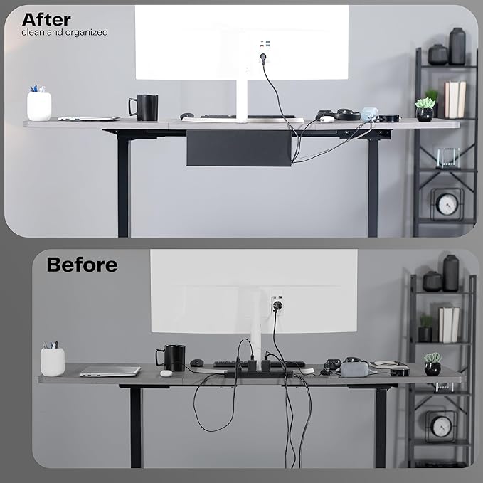 VIVO Under Desk 17 inch Cable Management Trays, Power Strip Holders, Cord Organizers, Wire Tamers for Office and Home, Black, 2 Pack, DESK-AC06-2C