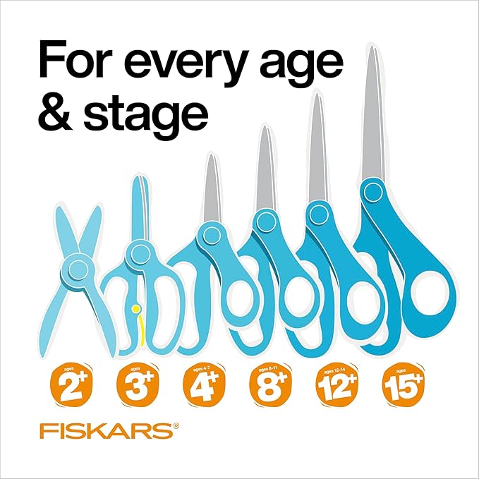 Fiskars 8" Teen Scissors for Teens Ages 15+, Scissors for School or Crafting, Back to School Supplies, Blue