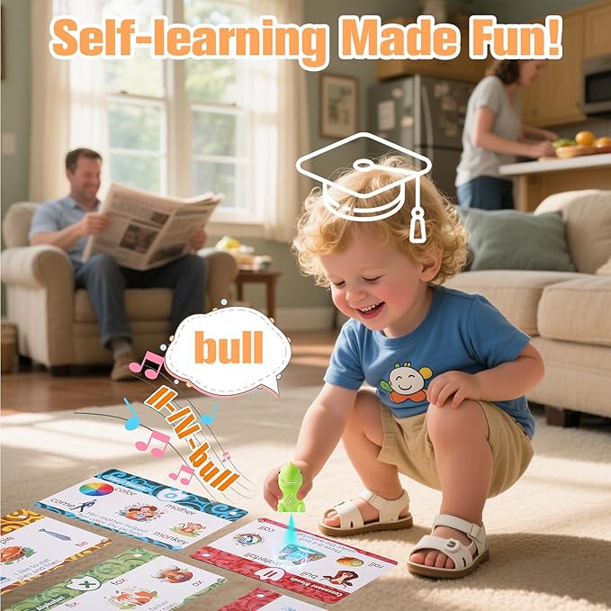 Phonics Flash Cards with Talking Pen for Homeschool Essentials -Hooked on Phonics Games for Kids Ages 4-8 Kindergarten Preschool Learning Activities, Interactive Dinosaur Learn to Read from 21 Stages