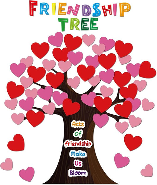 Pajean Valentines Day Bulletin Board Decorations Classroom Tree Bulletin Board Set Friends Tree Cutouts Happy Valentines Day Hearts Wall Decor for Elementary School Chalkboard Supplies
