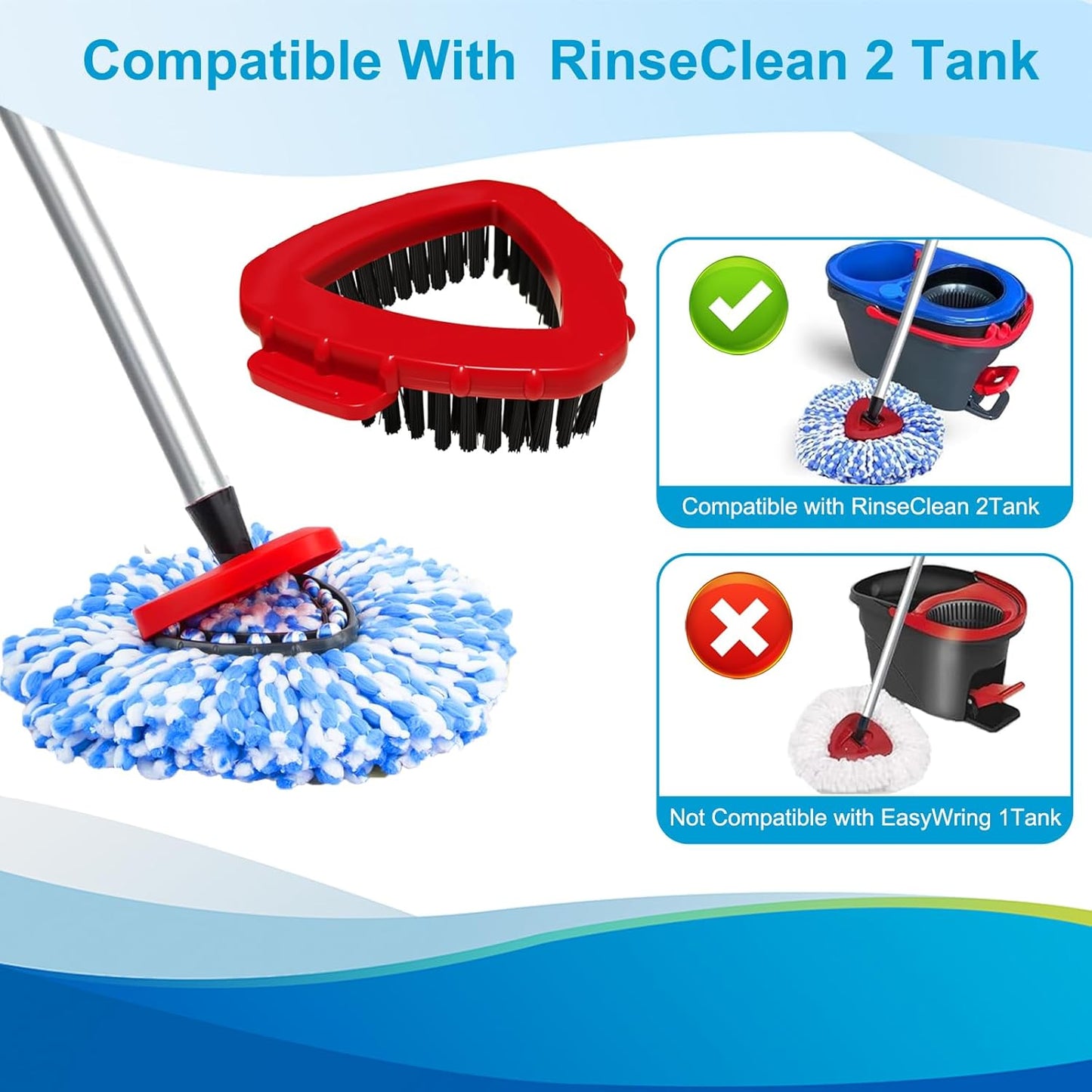 8-Pack Reusable Mop Head Replacement for O Cedar RinseClean 2-Tank System, Microfiber Spin Mop Refills Compatible with Vileda 2-in-1 Turbo Triangle