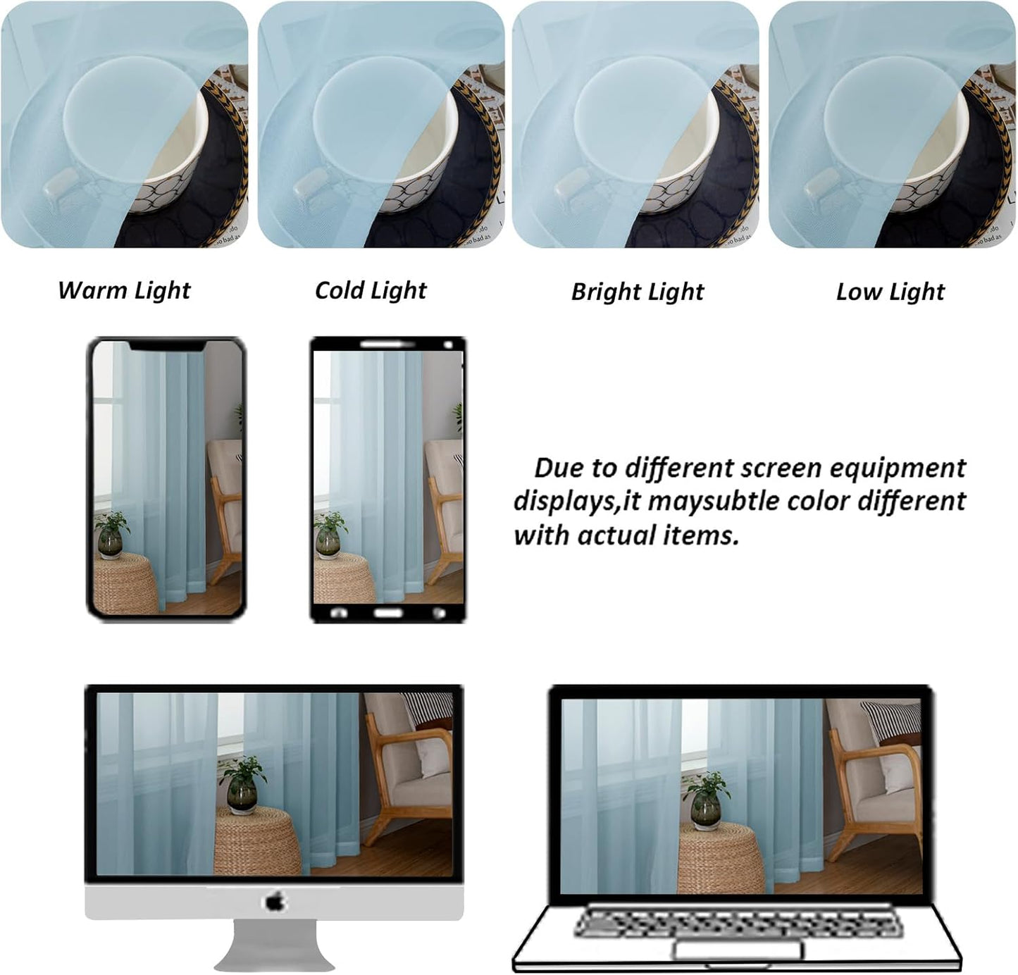 Chyhomenyc Light Blue Sheer Curtains 84 Inch Length 2 Panels, Light Filtering Soft Airy Voile Rod Pocket Sheer Window Drapes for Bedroom Living Room, Each 42Wx84L Inches, Sky Blue