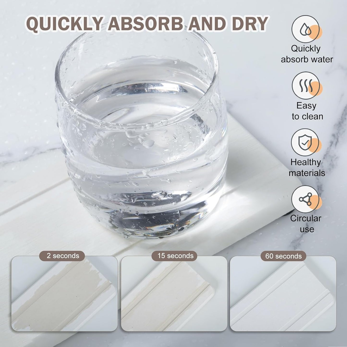 Set of 6 Water Absorbing Stone Tray for Sink, Stones Soap Trays for Kitchen Sink, Stone Drying Tray for Bathroom Counter, Diatomite Soap Dish, Water Absorbent Coasters